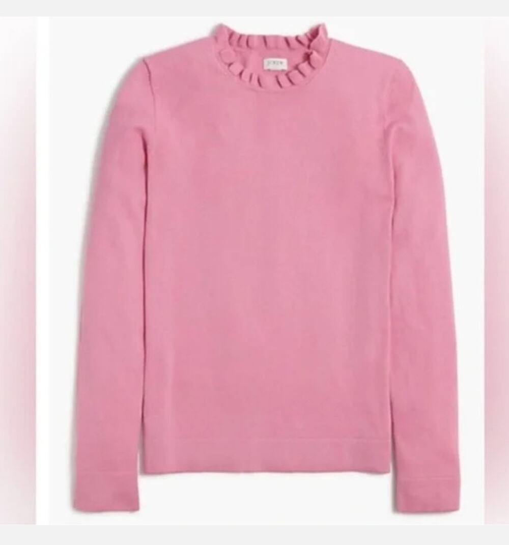 J Crew Cotton Ruffle Neck Sweater NWT - Picture 1 of 4